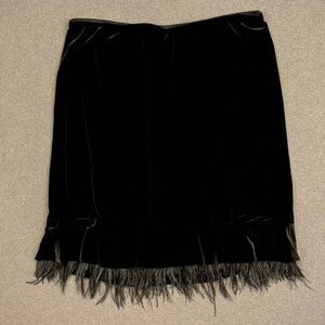 Vintage Victor Costa Velvet Feather Trim Skirt